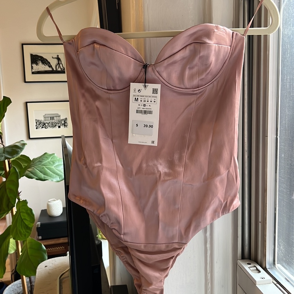 Zara pink bodysuit NWT